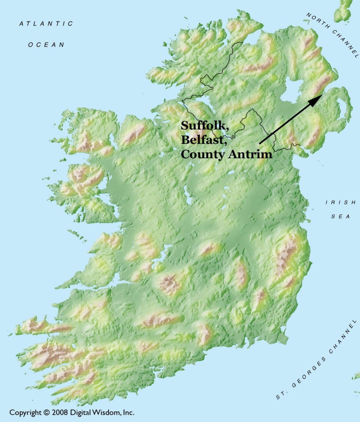 karta Sjeverne Irske Belfastu