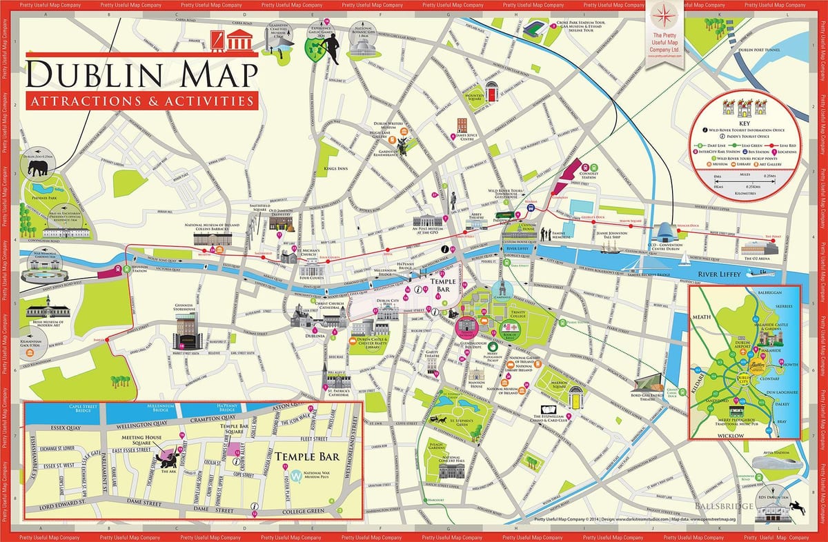 karta Dublin-Irska znamenitosti