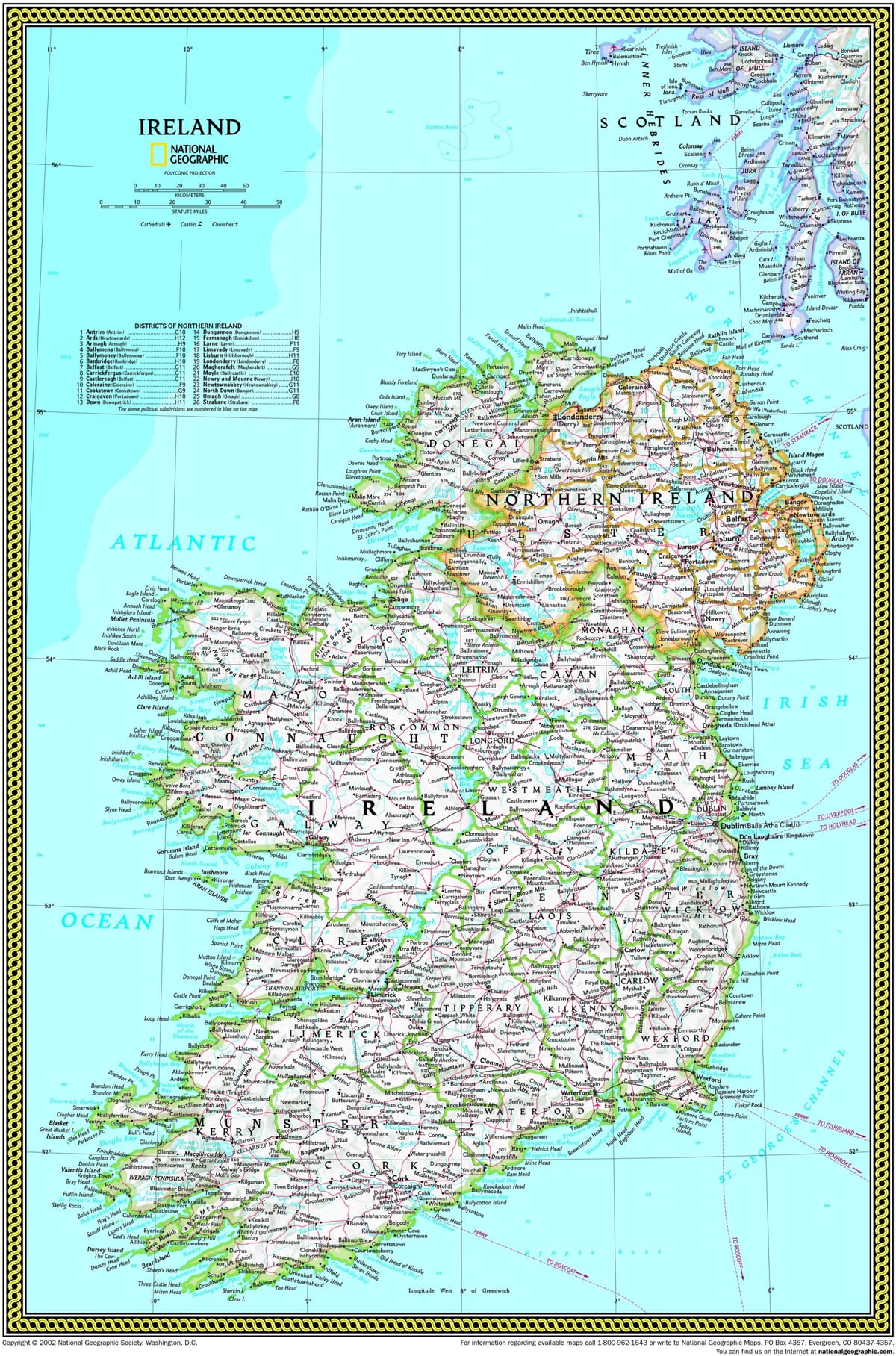 karta nacionalnog geografska karta Irske