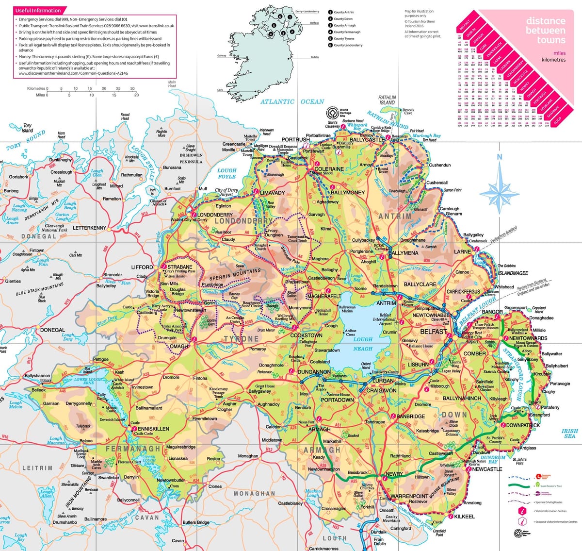 Sjeverna Irska znamenitosti kartica