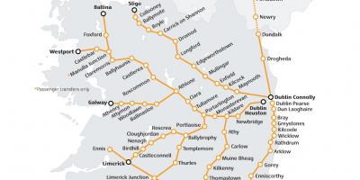 Putovanje vlakom u Irskoj karti